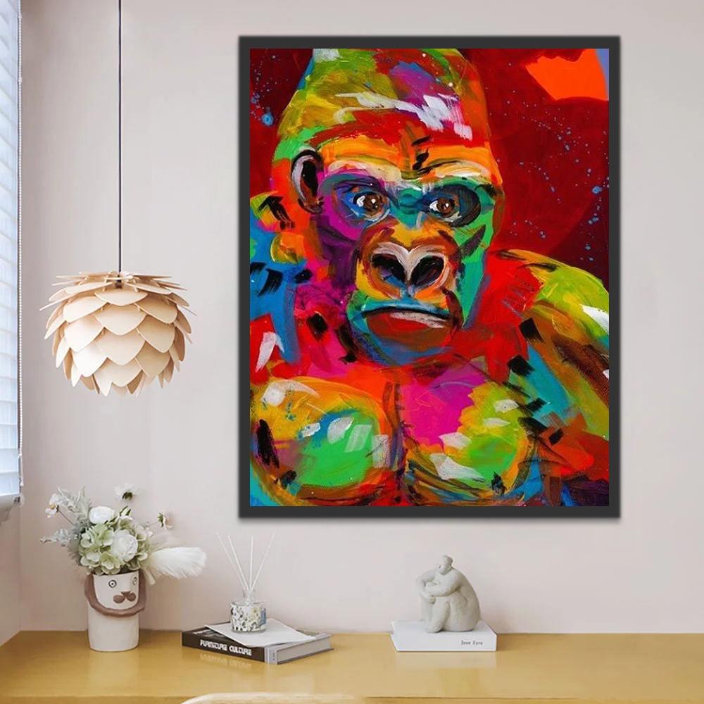 Boze Kleurrijke Gorilla Schilderen op Nummers