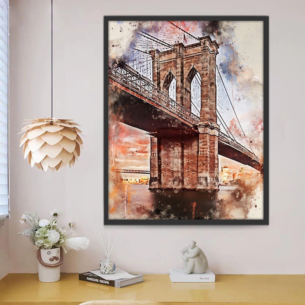 Brooklyn Bridge inkt Postkaart Schilderen op Nummers