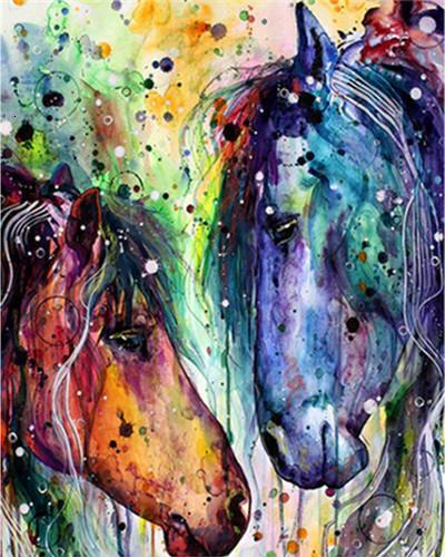 Bruin Paard en Blauw Paard Schilderen op Nummers