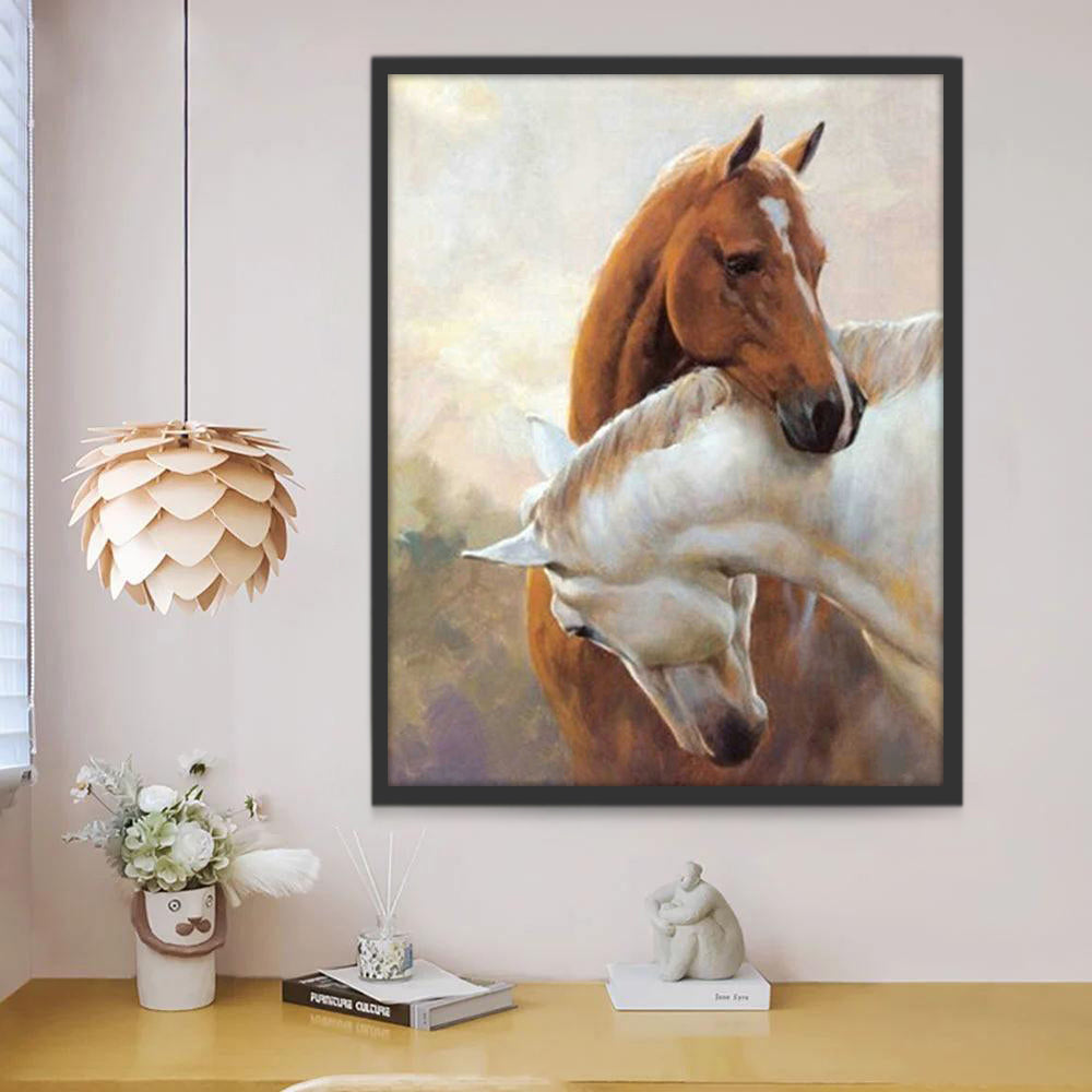 Bruin Paard en Wit Paard Schilderen op Nummers