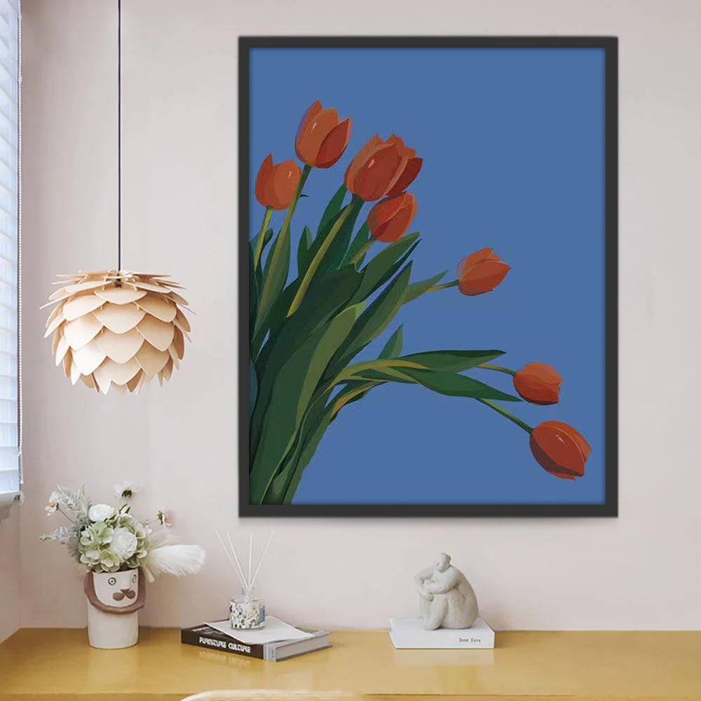 Bruine Tulpen op een Blauwe Achtergrond Schilderen op Nummers