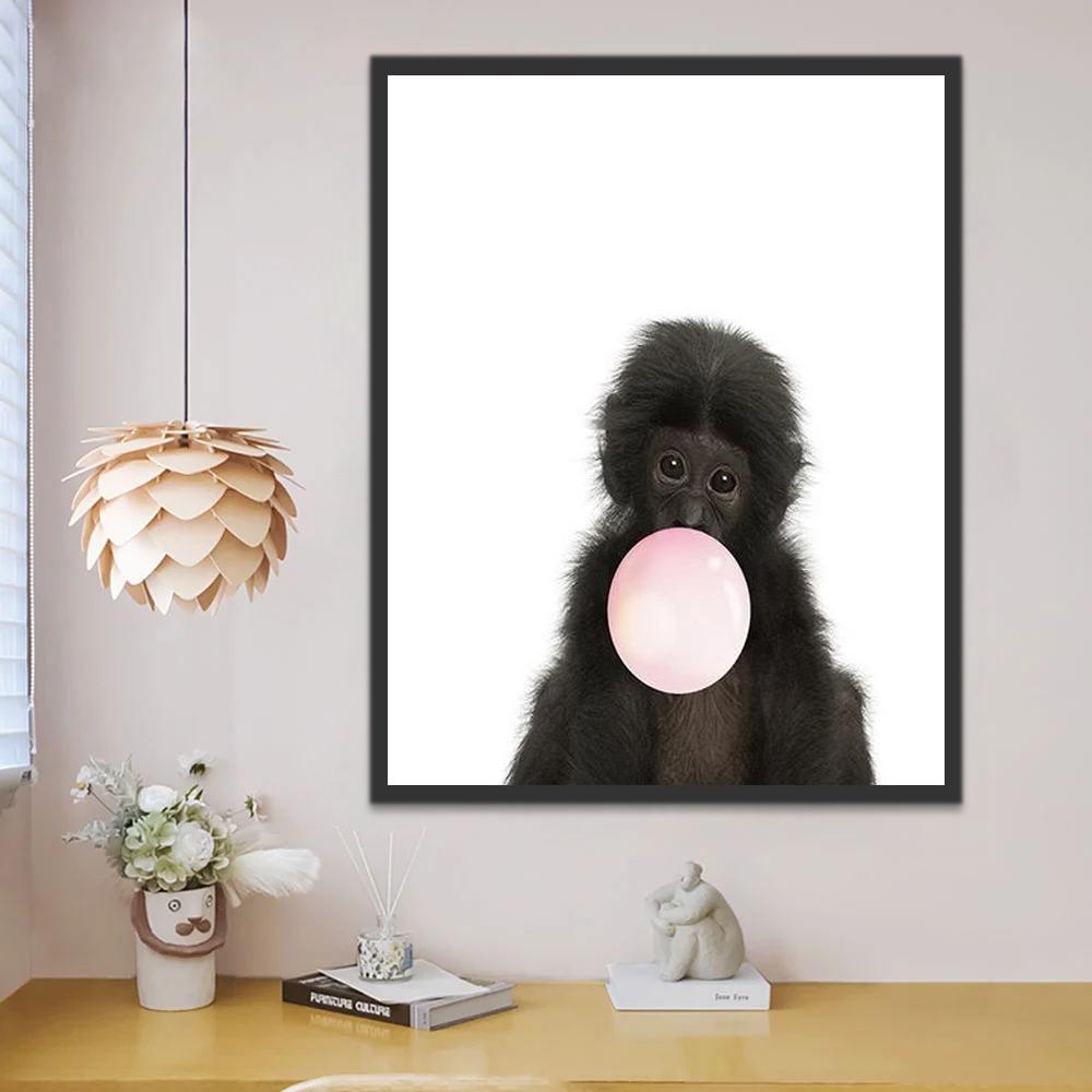 Bubbel en Schattige Zwarte Aapje Schilderen op Nummers