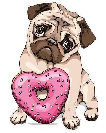 Bulldog en Hartvormige Donuts Schilderen op Nummers
