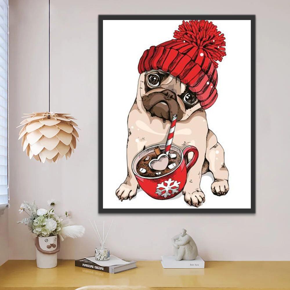 Bulldog met Rode Hoed Schilderen op Nummers
