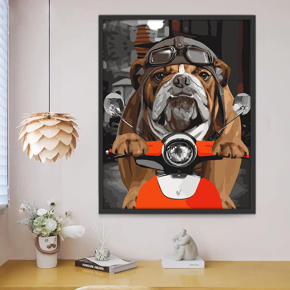 Bulldog op Elektrische Fiets Schilderen op Nummers