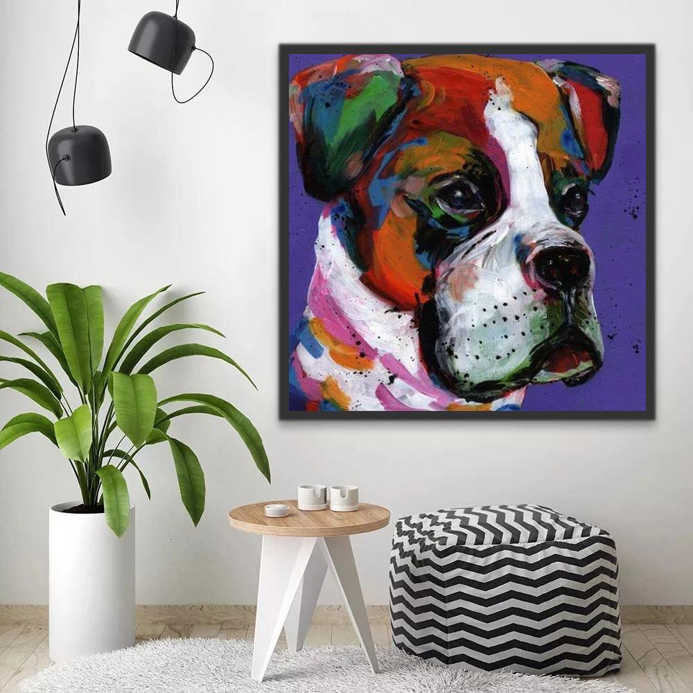 Bulldog op Paarse Achtergrond Schilderen op Nummers