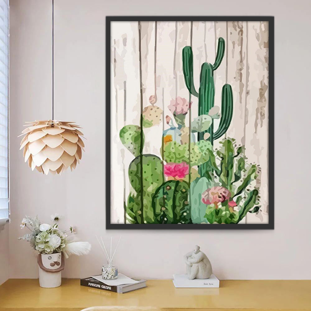 Cactus voor een Houten Deur Schilderen op Nummers