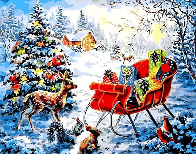 Cadeaus op de Slee Schilderen op Nummers