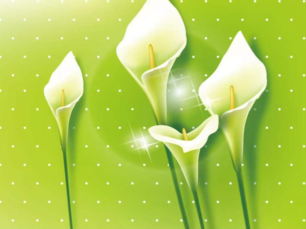 Calla Lelies op een Groene Achtergrond Schilderen op Nummers