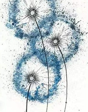 Cartoon Blauwe Paardenbloemen Schilderen op Nummers