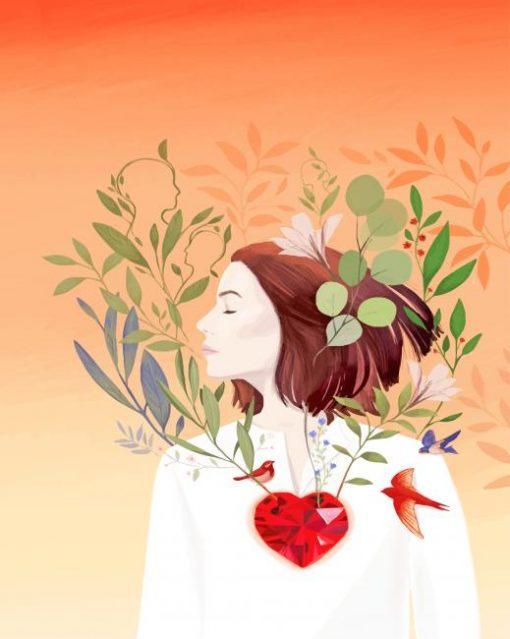 Cartoon Boom van Liefde en Vrouw Schilderen op Nummers
