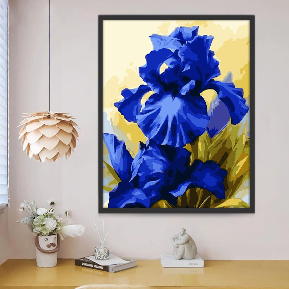 Cartoon Donkerblauwe Bloemen Schilderen op Nummers