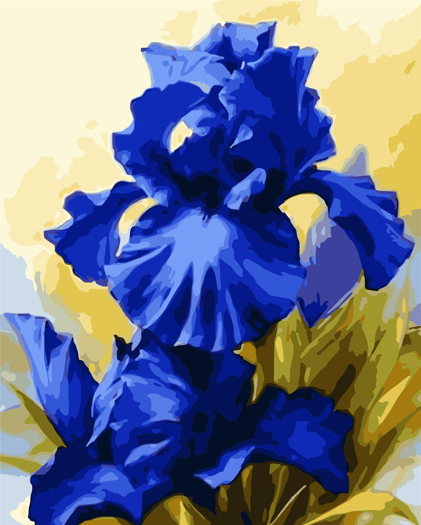 Cartoon Donkerblauwe Bloemen Schilderen op Nummers