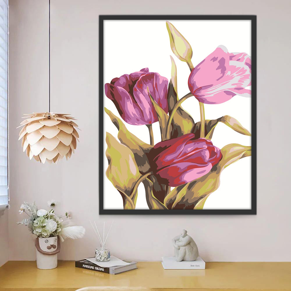 Cartoon Drie Tulpen Schilderen op Nummers