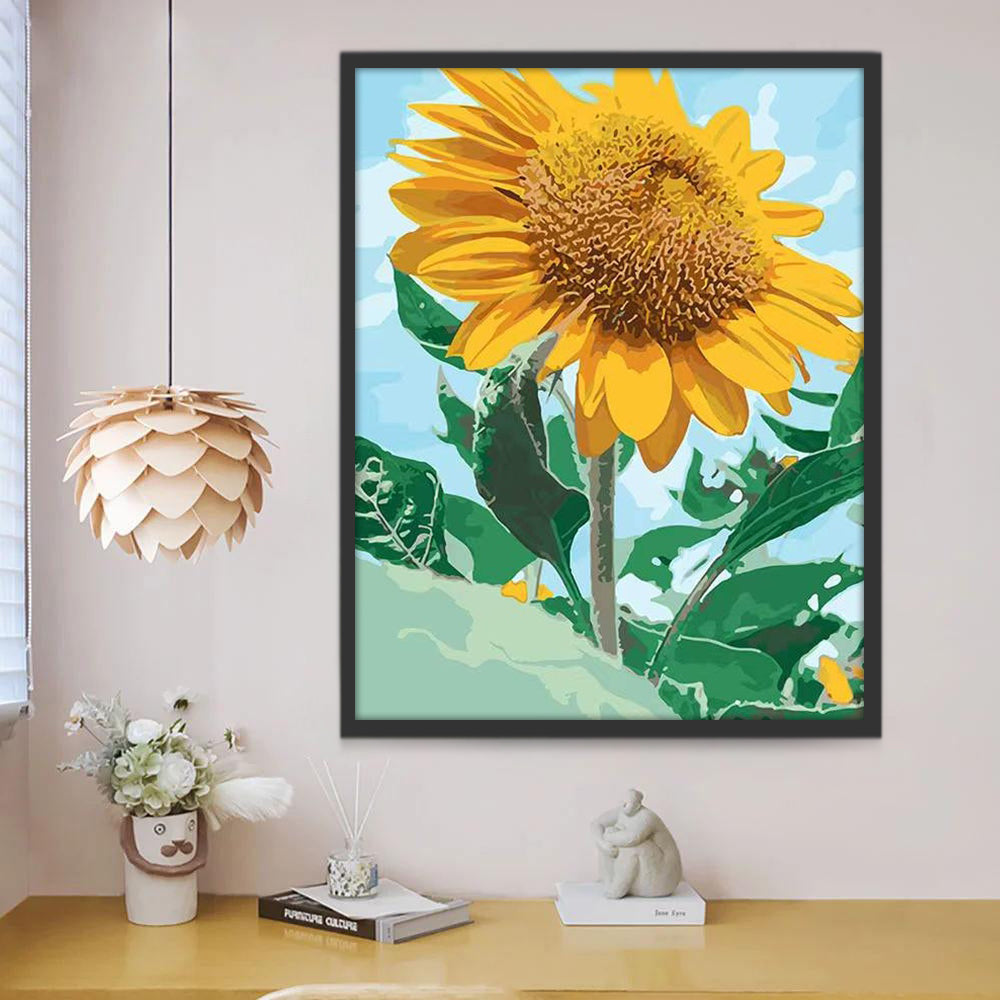 Cartoon een Grote Zonnebloem Schilderen op Nummers