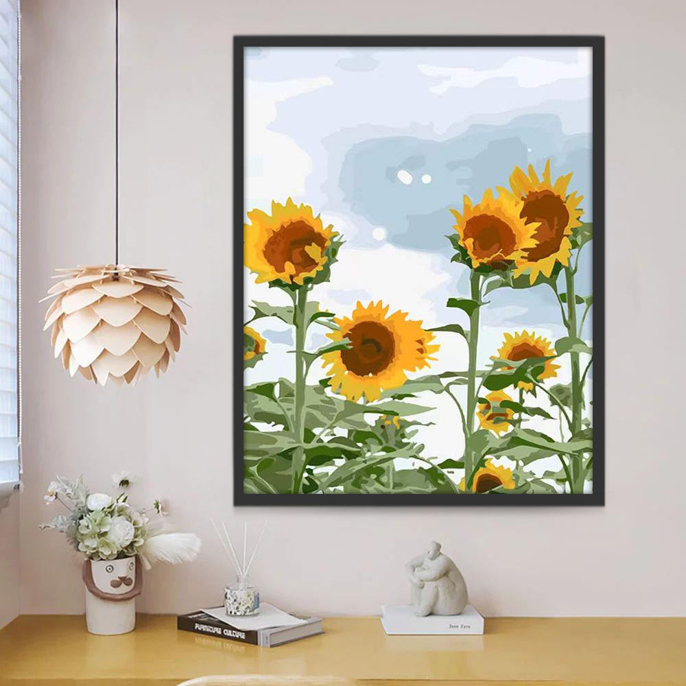Cartoon Enkele zonnebloemen Schilderen op Nummers