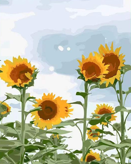 Cartoon Enkele zonnebloemen Schilderen op Nummers