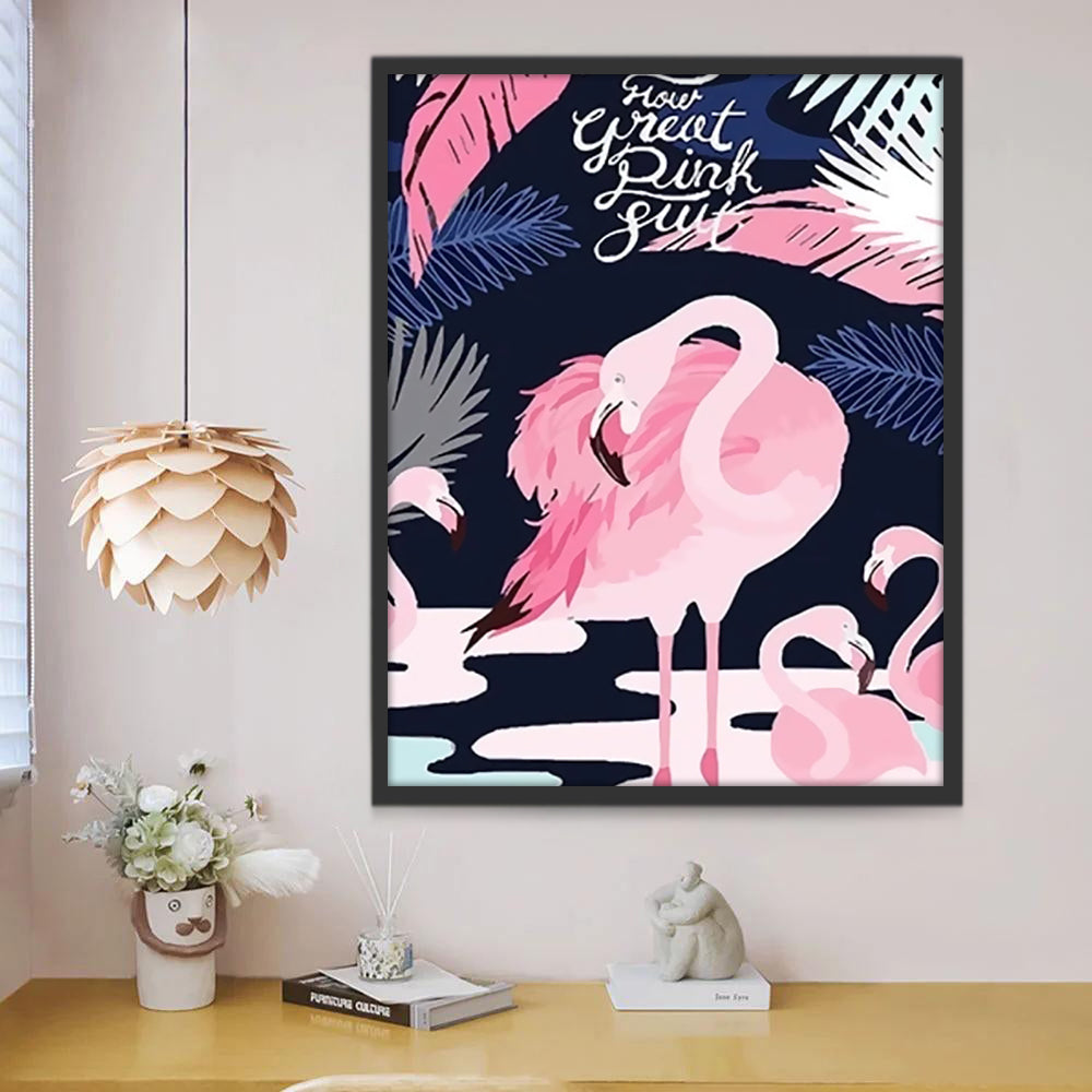 Cartoon Flamingos Schilderen op Nummers