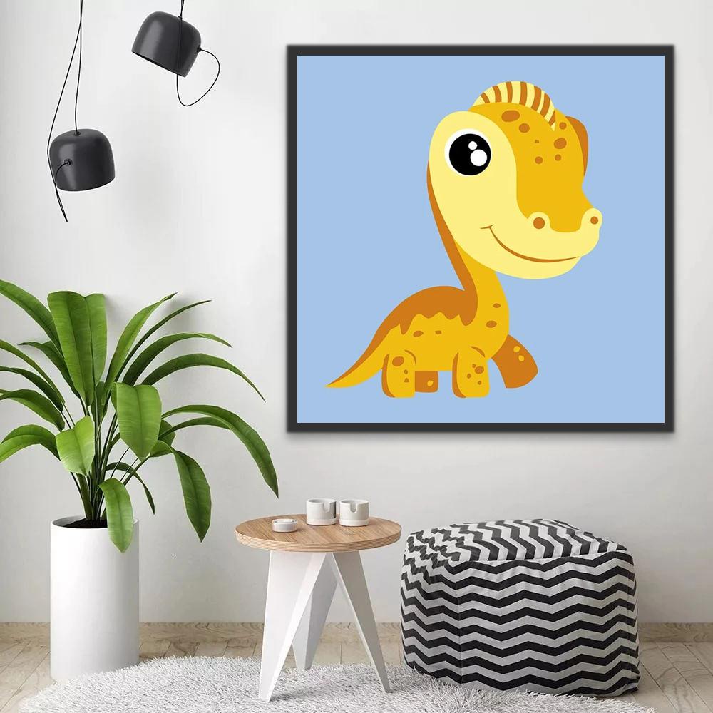 Cartoon Gele Dinosaurus Schilderen op Nummers