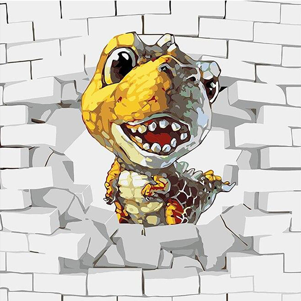 Cartoon Gele Dinosaurus Schilderen op Nummers