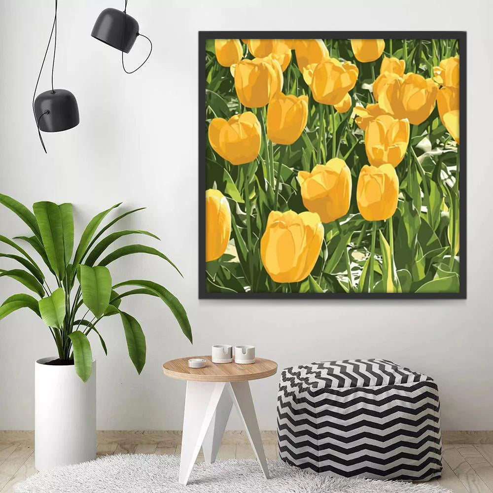Cartoon Gele Tulpen Schilderen op Nummers