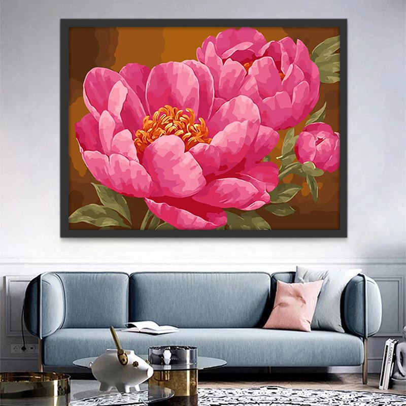Cartoon Grote Roze Bloemen Schilderen op Nummers