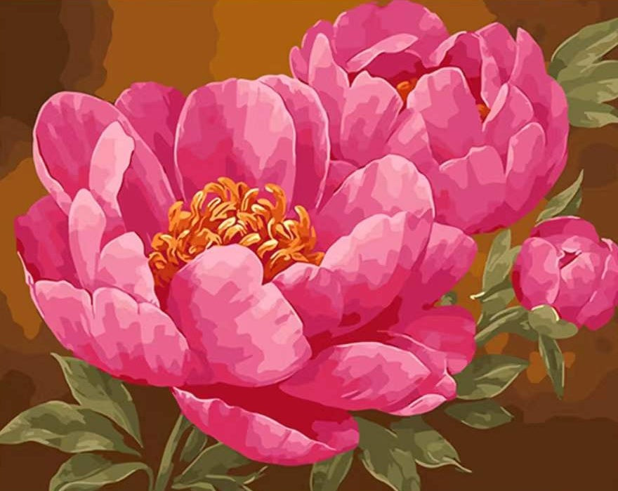 Cartoon Grote Roze Bloemen Schilderen op Nummers