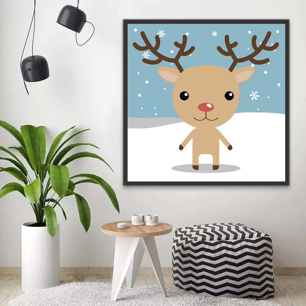 Cartoon Hert in de Sneeuw Schilderen op Nummers