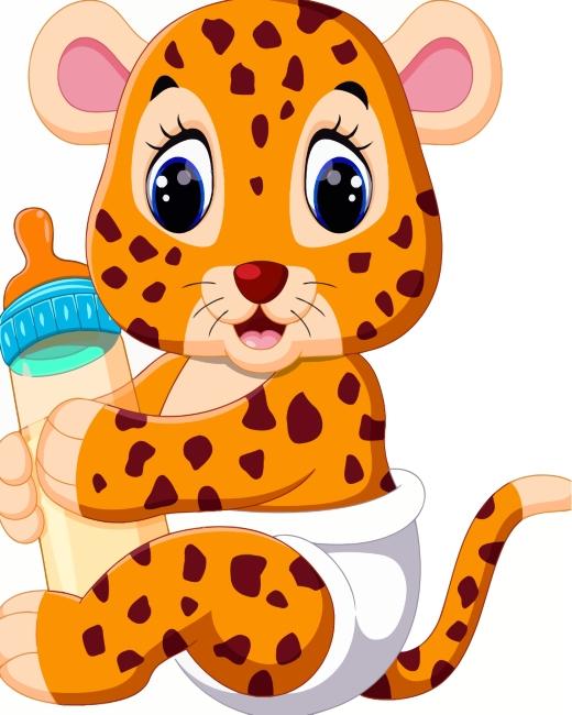 Cartoon Luipaard Baby Schilderen op Nummers Kinderen
