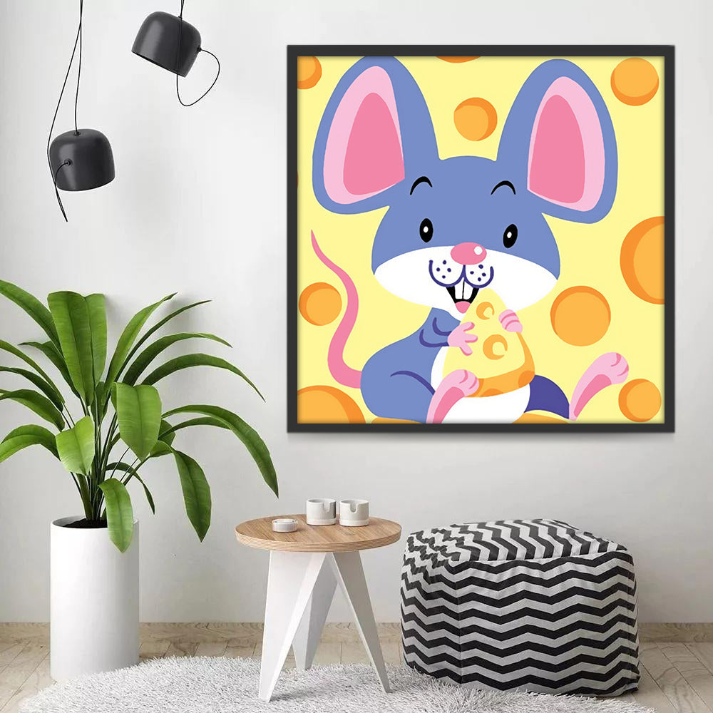 Cartoon Muis die Kaas Eet Schilderen op Nummers