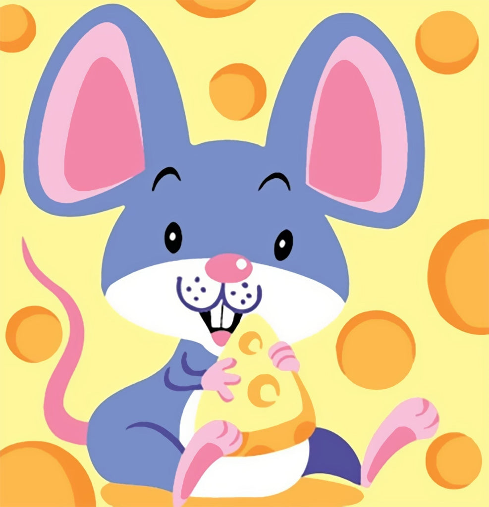 Cartoon Muis die Kaas Eet Schilderen op Nummers