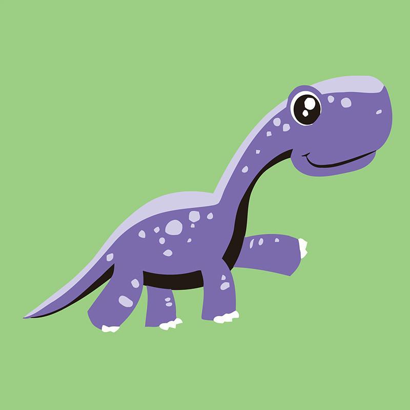 Cartoon Paarse Dinosaurus Schilderen op Nummers