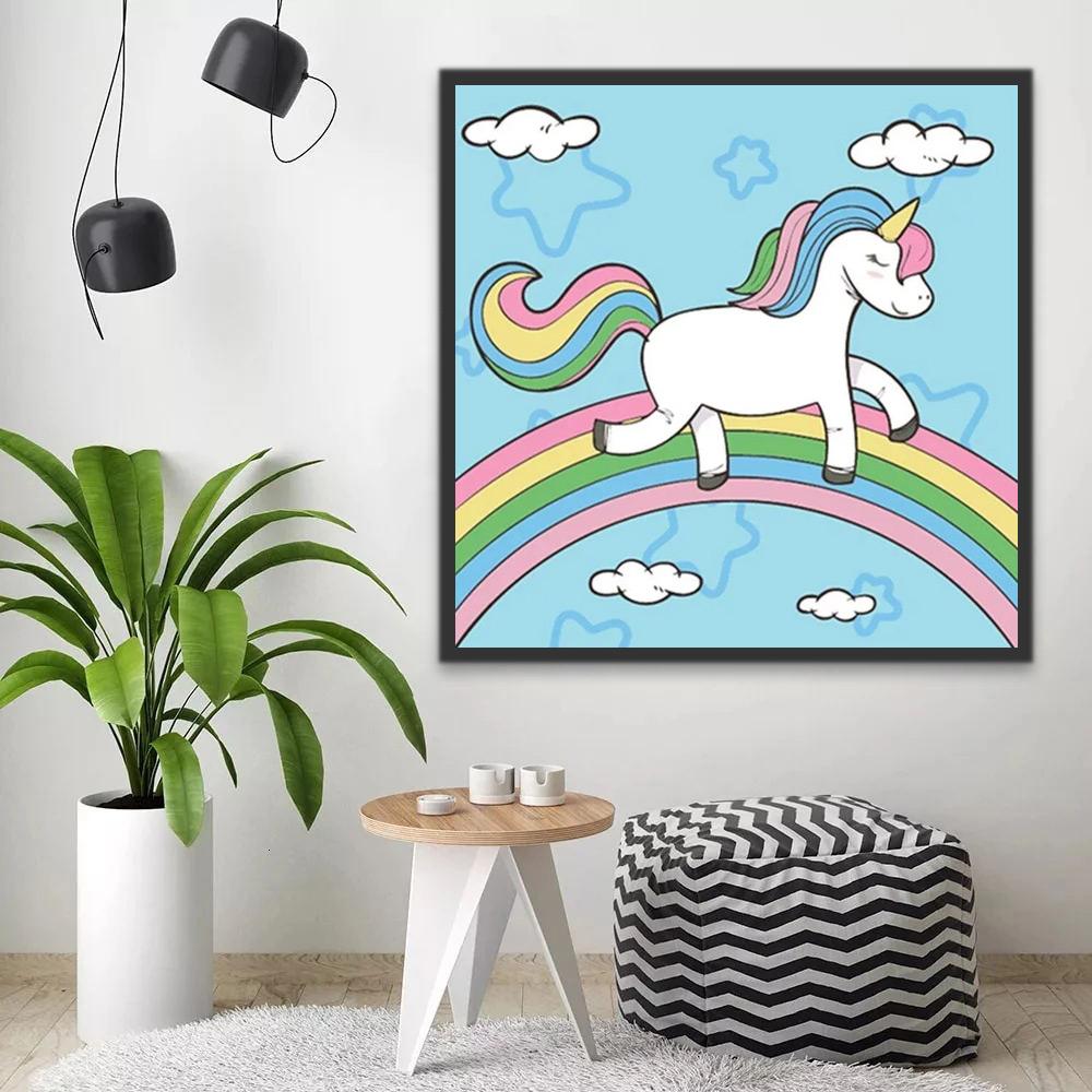 Cartoon Regenboog Eenhoorn Schilderen op Nummers