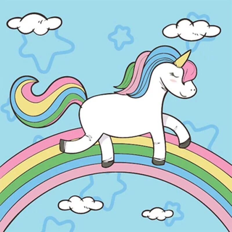 Cartoon Regenboog Eenhoorn Schilderen op Nummers
