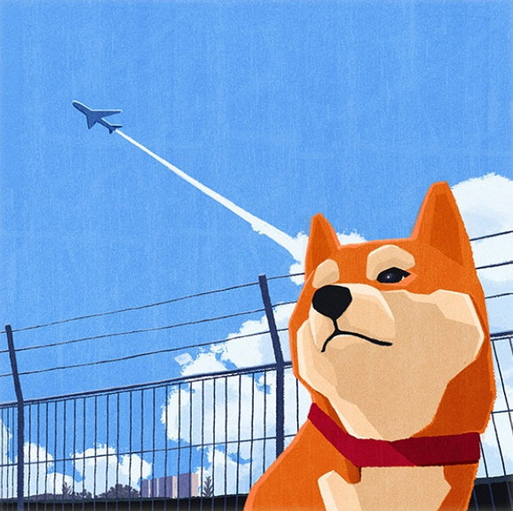 Cartoon Shiba Inu en Vliegtuig Schilderen op Nummers