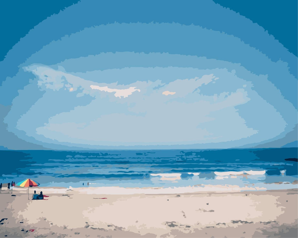 Cartoon Sonnenbaden aan het Strand Schilderen op Nummers