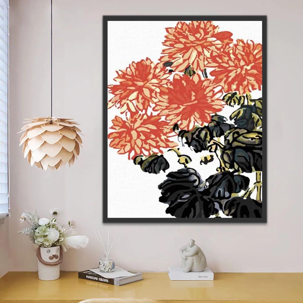 Cartoon Vijf Chrysanten Schilderen op Nummers
