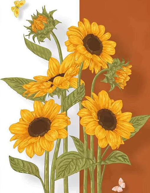 Cartoon Vlinders en Zonnebloemen Schilderen op Nummers