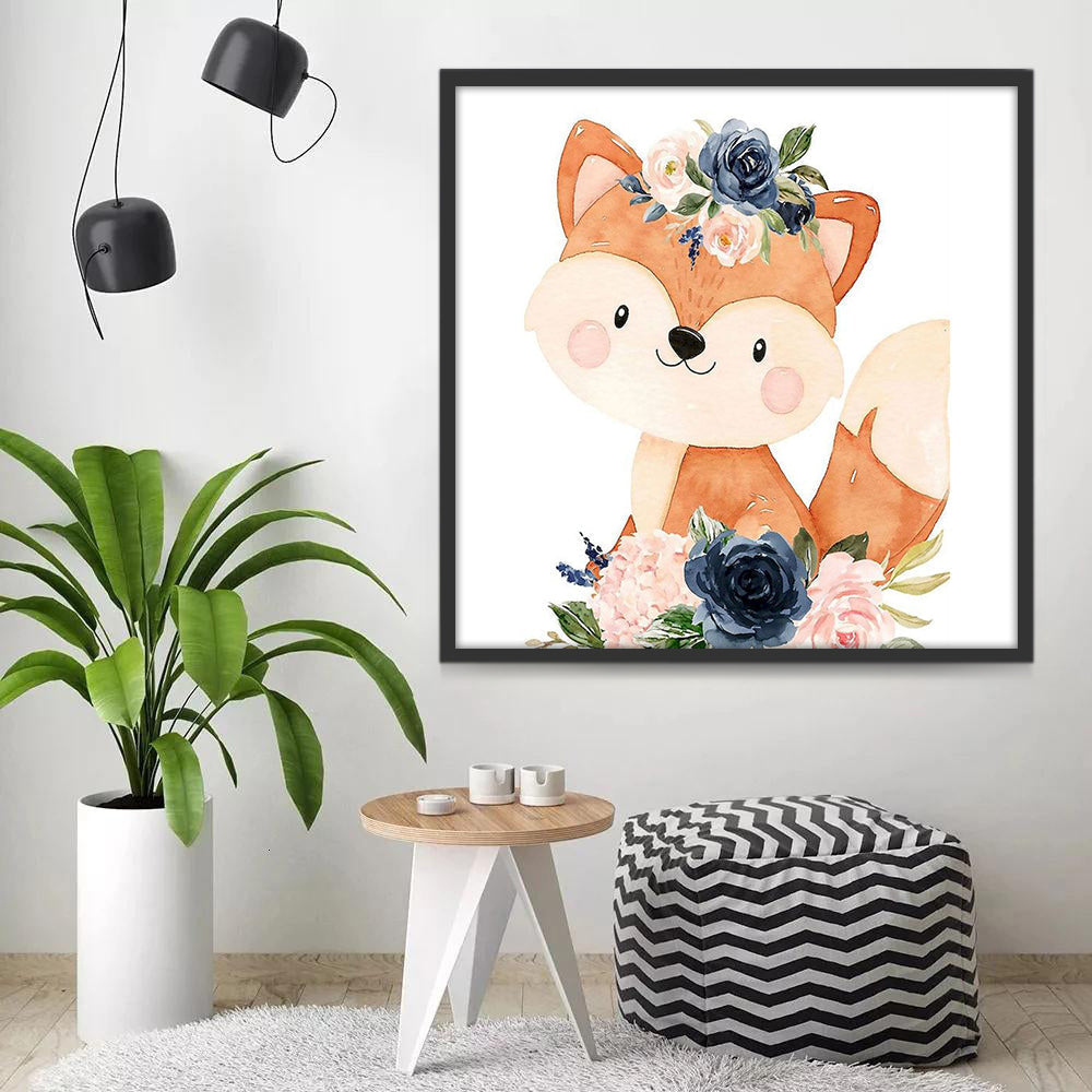 Cartoon Vos met Bloemen Schilderen op Nummers