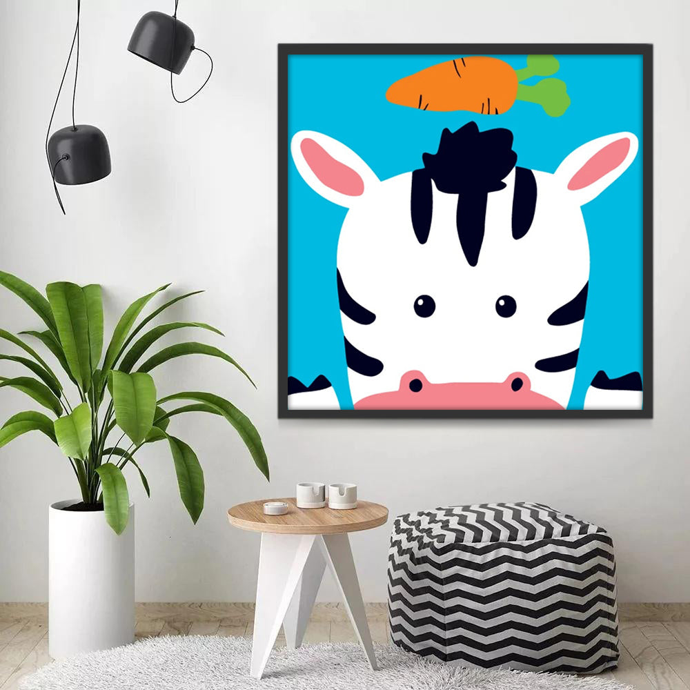 Cartoon Zebra en Wortel Schilderen op Nummers Kinderen
