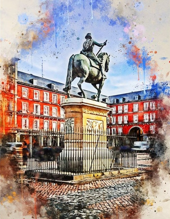 Cervantes Standbeeld in Madrid Schilderen op Nummers