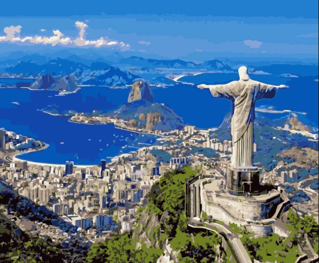 Christus de Verlosser Standbeeld in Rio de Janeiro Schilderen op Nummers