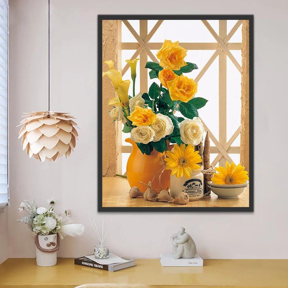Chrysanten, Calla Lelies en Rozen Schilderen op Nummers