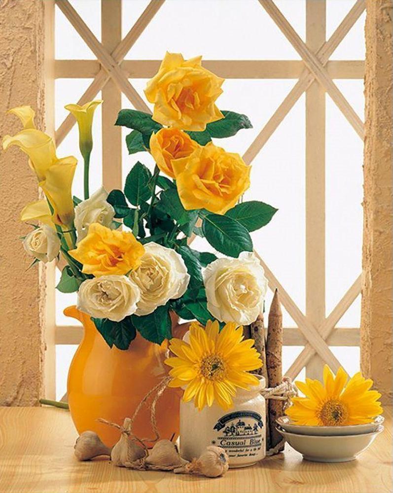 Chrysanten, Calla Lelies en Rozen Schilderen op Nummers