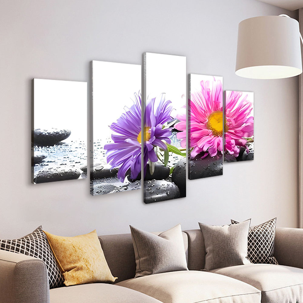 Chrysanten in Roze en Paars 5 Platen Schilderen op Nummers