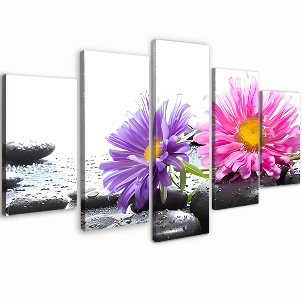 Chrysanten in Roze en Paars 5 Platen Schilderen op Nummers