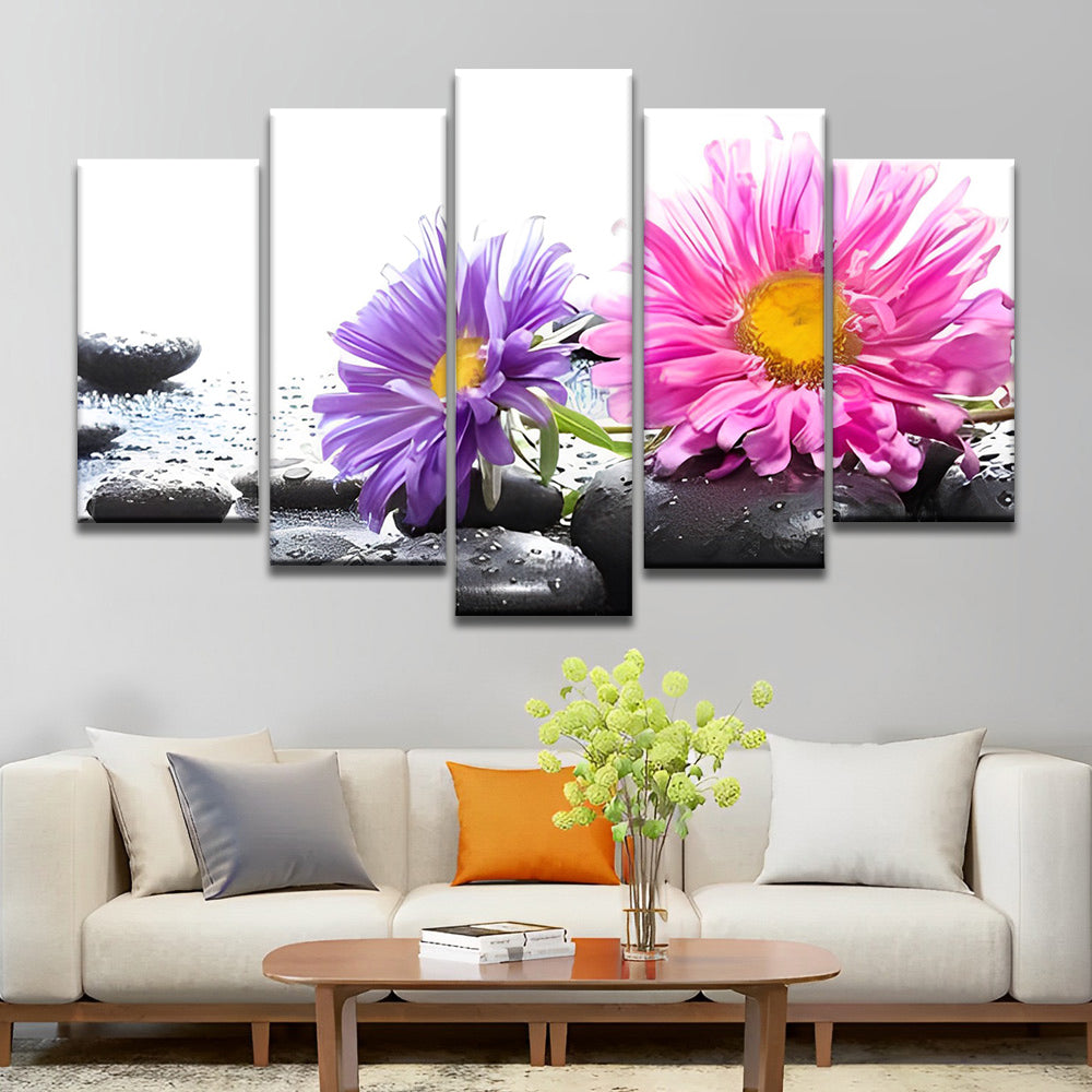 Chrysanten in Roze en Paars 5 Platen Schilderen op Nummers
