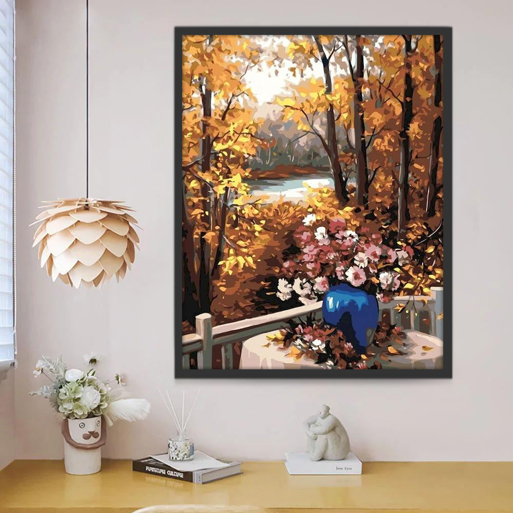 Chrysanten op een Tafel bij de Esdoorn Schilderen op Nummers
