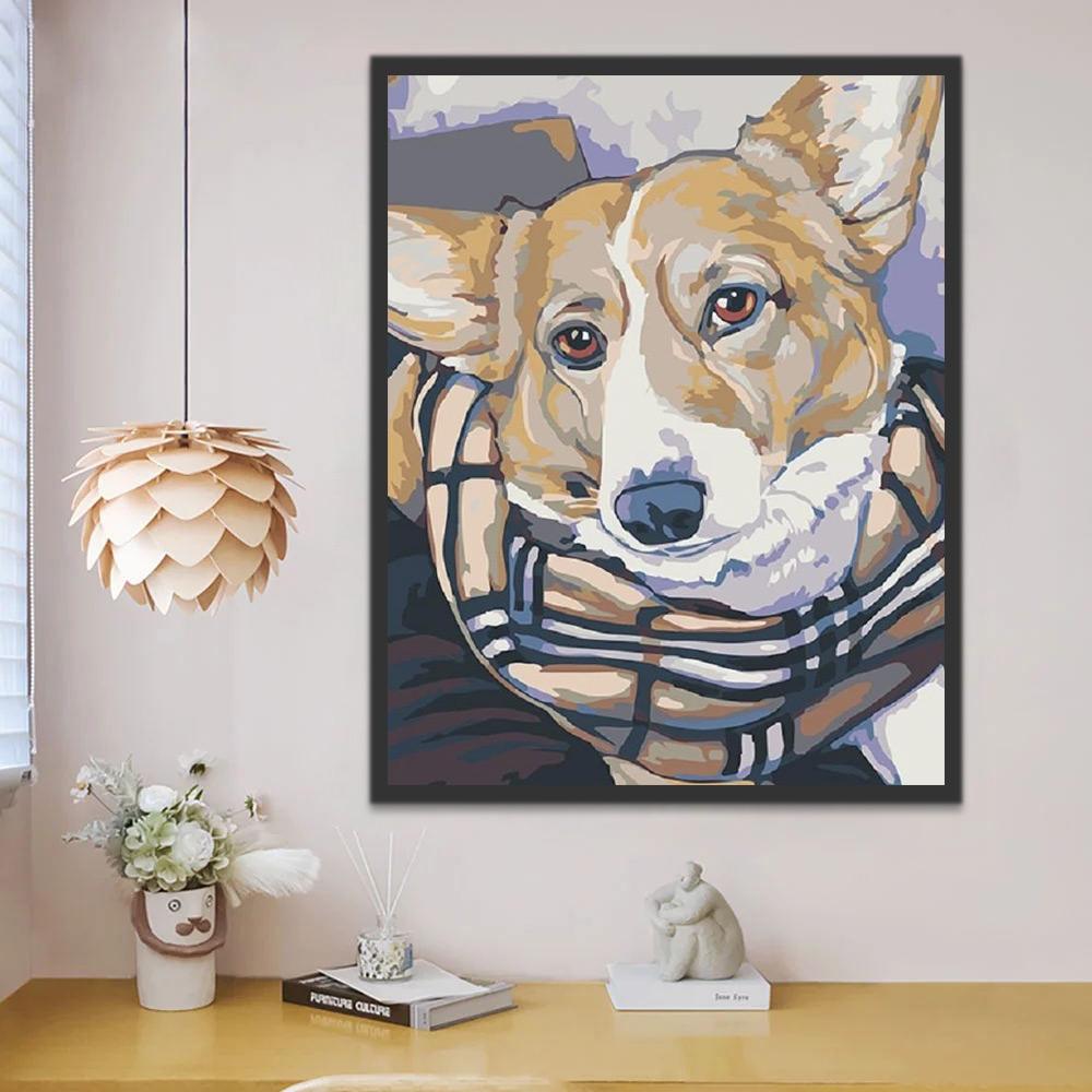 Corgi met Sjaal Schilderen op Nummers