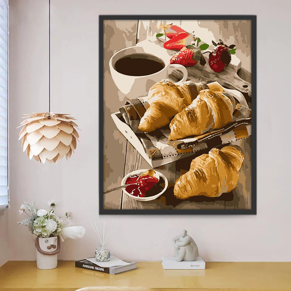 Croissantjes met Koffie Schilderen op Nummers